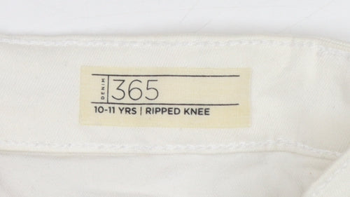 Denim 365 Girls White Ripped Skinny Jeans 10-11 Years Cotton Stretch