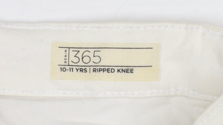 Denim 365 Girls White Ripped Skinny Jeans 10-11 Years Cotton Stretch