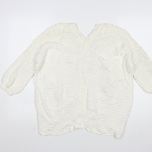 River Island Women’s Ivory Cotton Knit Lace-Up Jumper Size 6