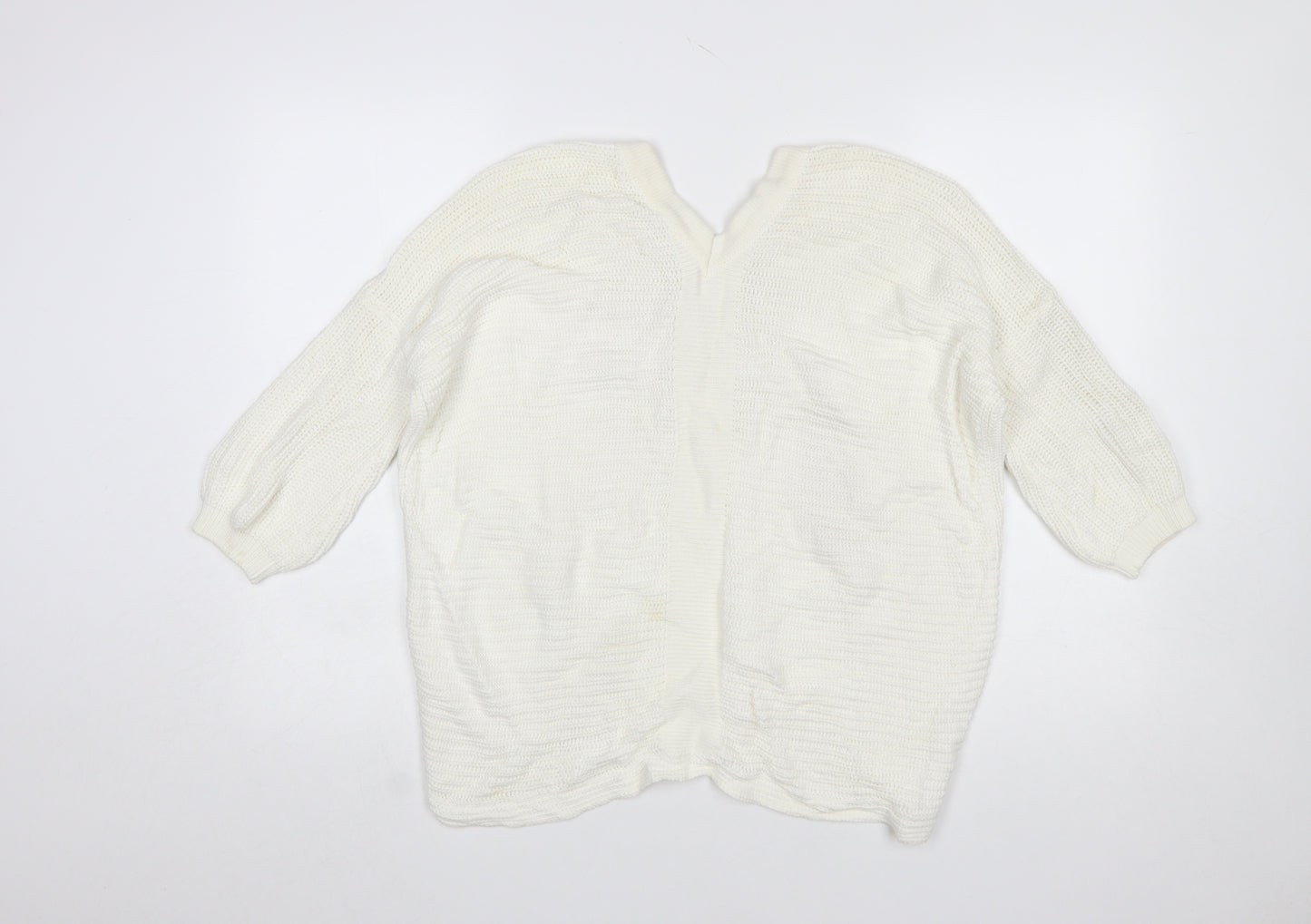 River Island Women’s Ivory Cotton Knit Lace-Up Jumper Size 6