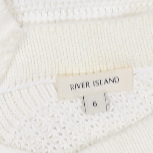 River Island Women’s Ivory Cotton Knit Lace-Up Jumper Size 6