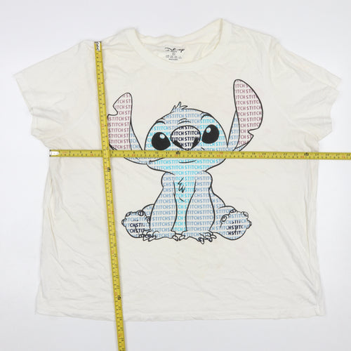 Disney Womens Ivory Stitch Graphic T-Shirt 2XL Cotton Short Sleeve Top