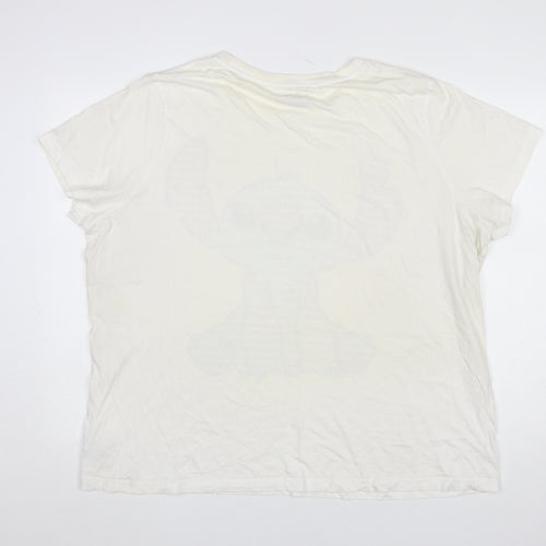 Disney Womens Ivory Stitch Graphic T-Shirt 2XL Cotton Short Sleeve Top