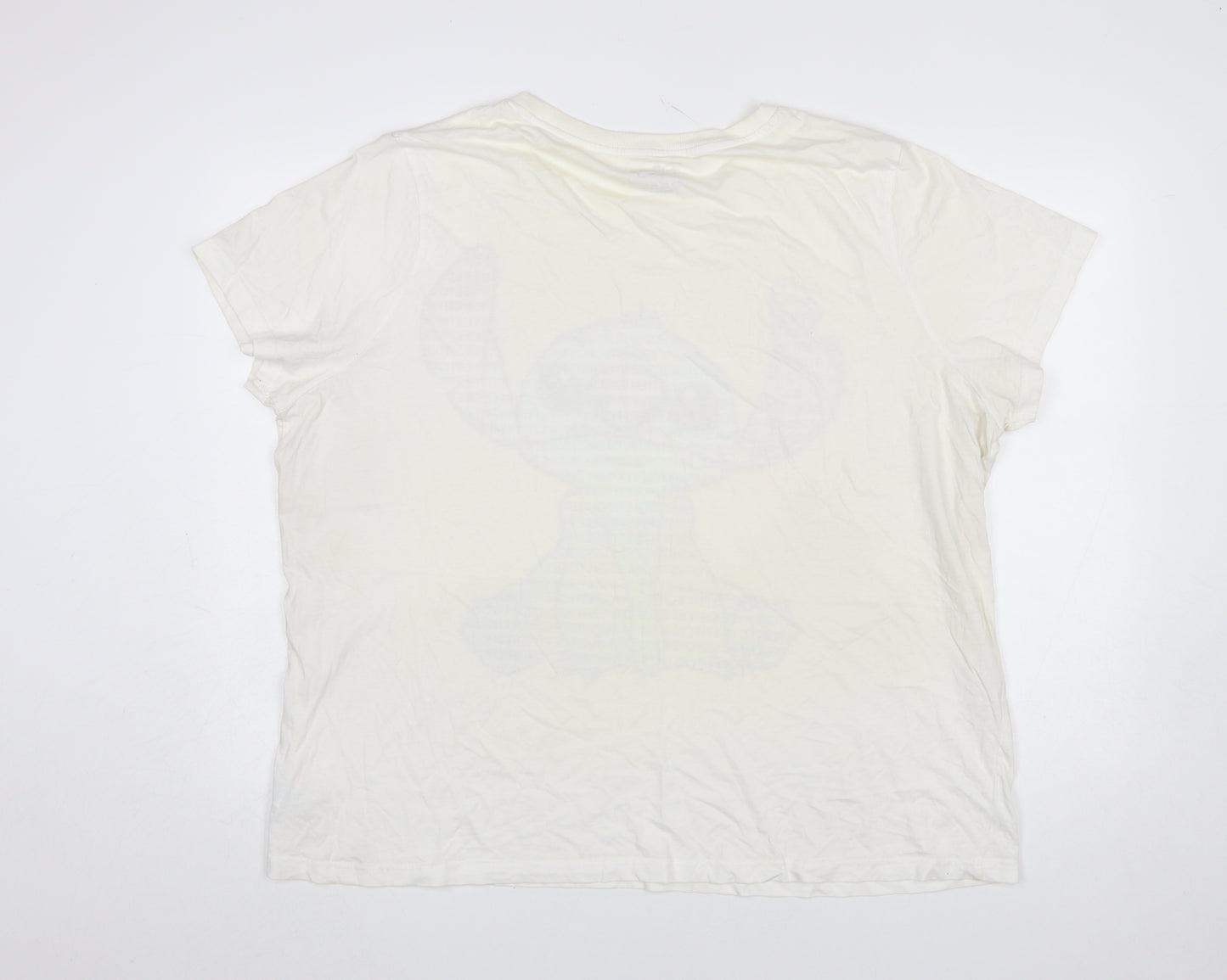 Disney Womens Ivory Stitch Graphic T-Shirt 2XL Cotton Short Sleeve Top