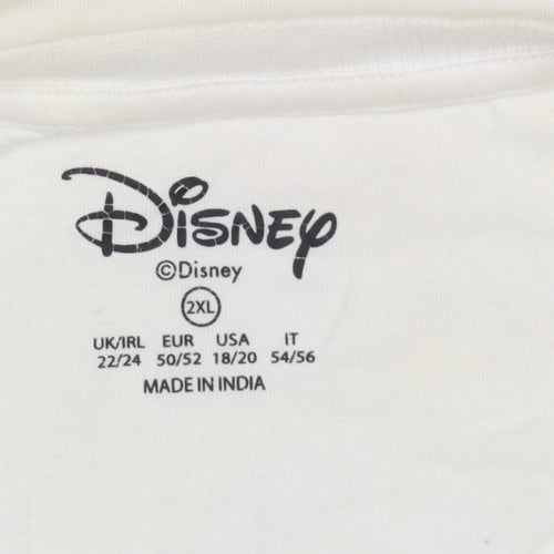 Disney Womens Ivory Stitch Graphic T-Shirt 2XL Cotton Short Sleeve Top