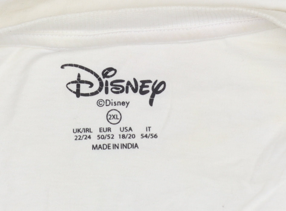 Disney Womens Ivory Stitch Graphic T-Shirt 2XL Cotton Short Sleeve Top