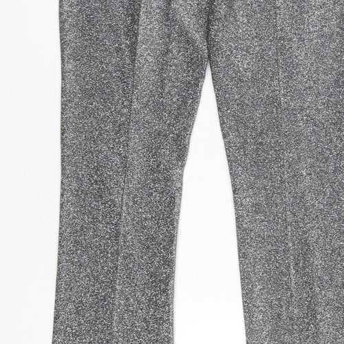 ZARA Women Silver Metallic Stretch Leggings Size 8 Party Knit Pants
