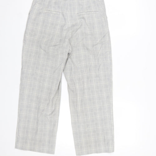H&M Womens Grey Check Paperbag Trousers Size 8 Regular Fit