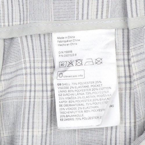 H&M Womens Grey Check Paperbag Trousers Size 8 Regular Fit