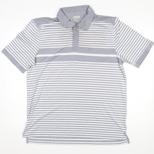 IZOD Men’s Grey Striped Performance Golf Polo Shirt Size L