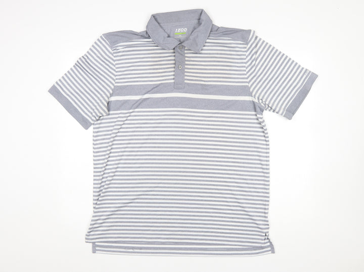 IZOD Men’s Grey Striped Performance Golf Polo Shirt Size L