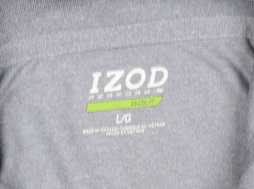 IZOD Men’s Grey Striped Performance Golf Polo Shirt Size L