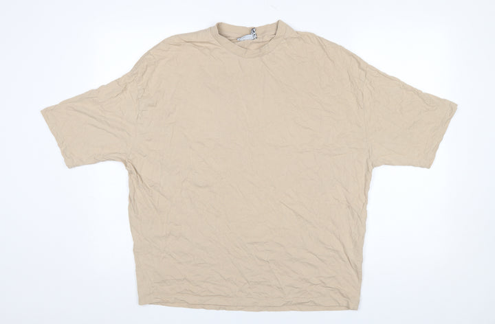 ASOS Design Men's Beige Crew Neck Seoul Graphic Cotton T-Shirt Size S