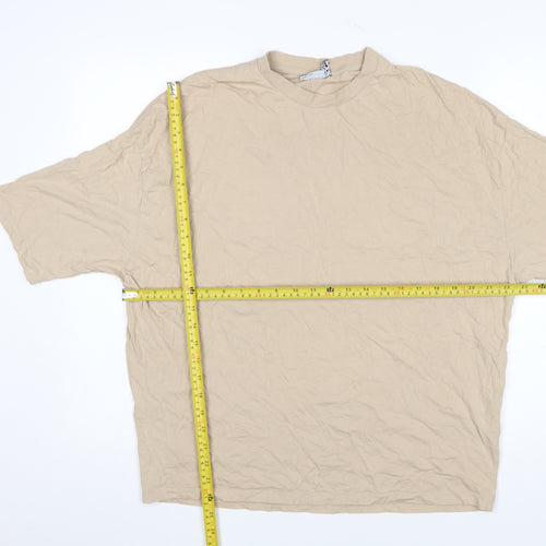 ASOS Design Men's Beige Crew Neck Seoul Graphic Cotton T-Shirt Size S
