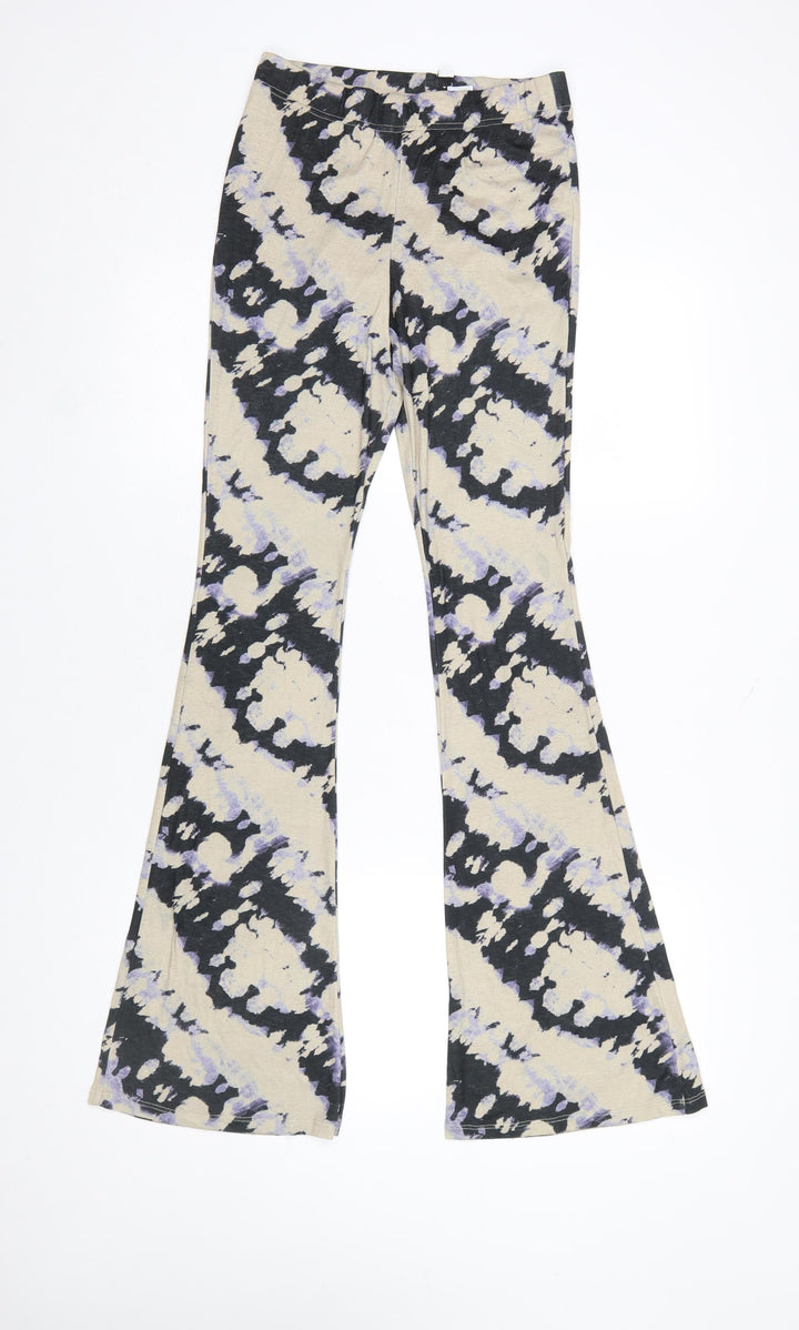 Topshop Women’s Beige Tie Dye Flared Leggings Size 10