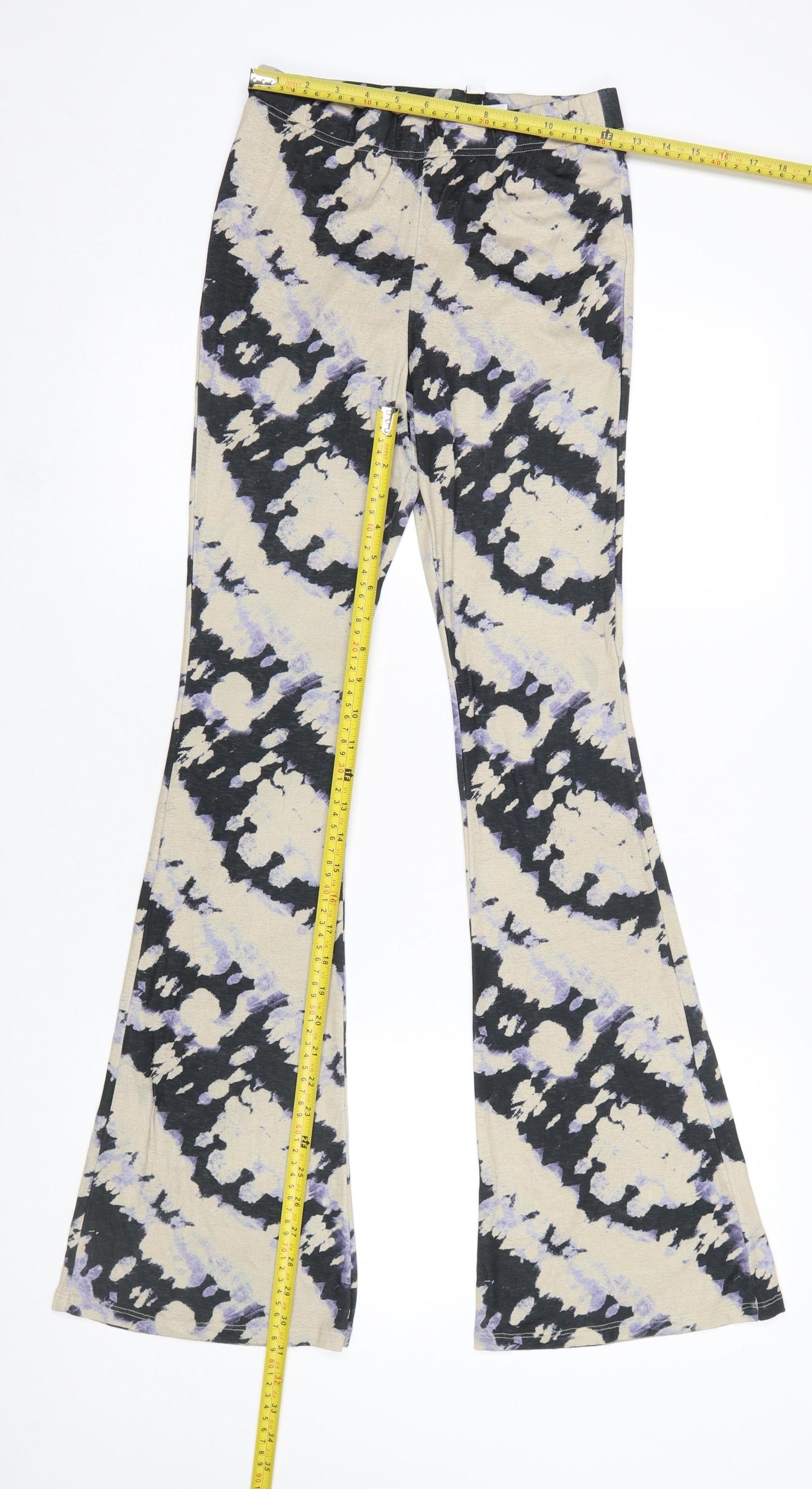 Topshop Women’s Beige Tie Dye Flared Leggings Size 10