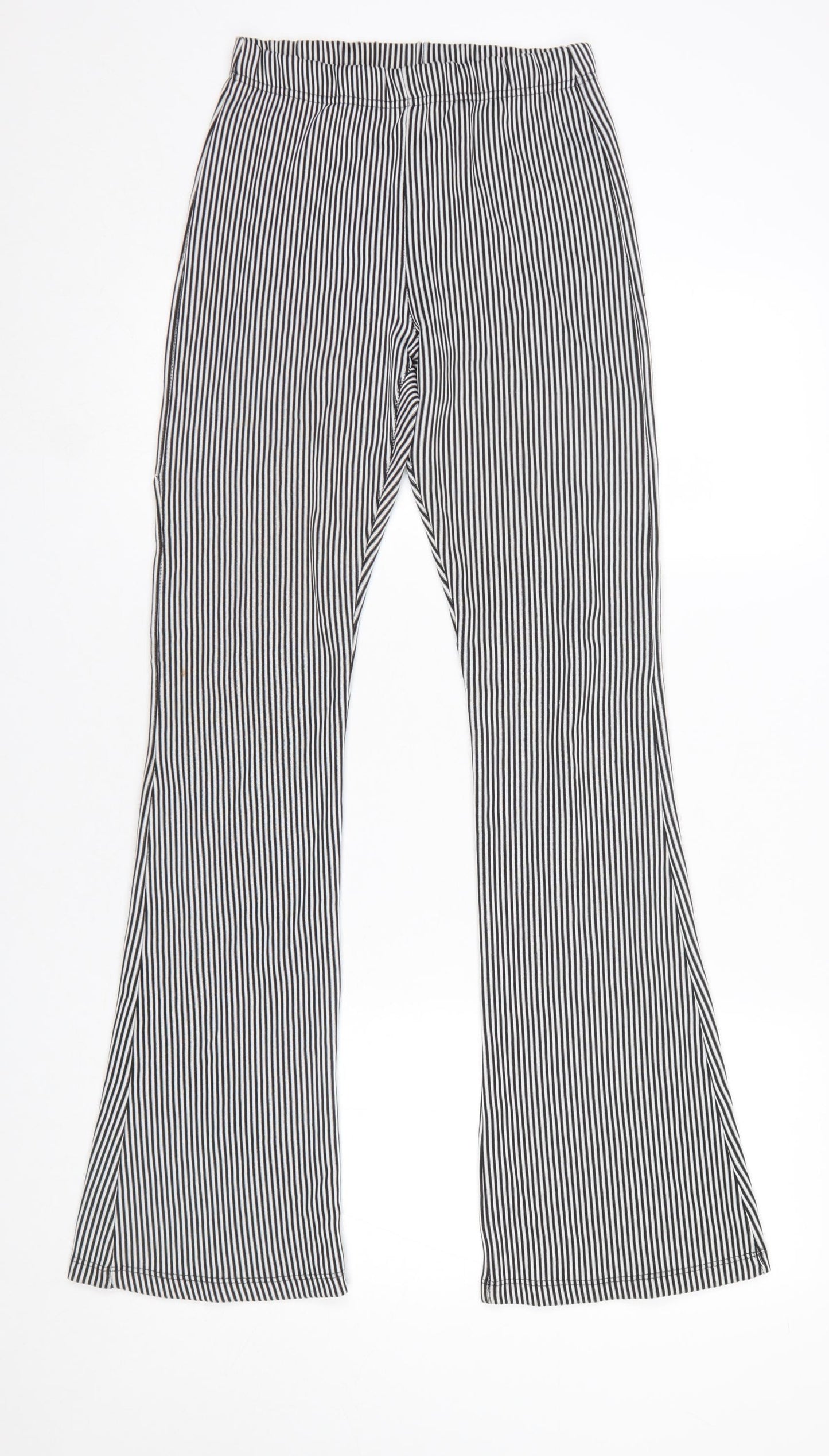 Topshop Women’s Black White Striped Leggings Size 8 Polyester