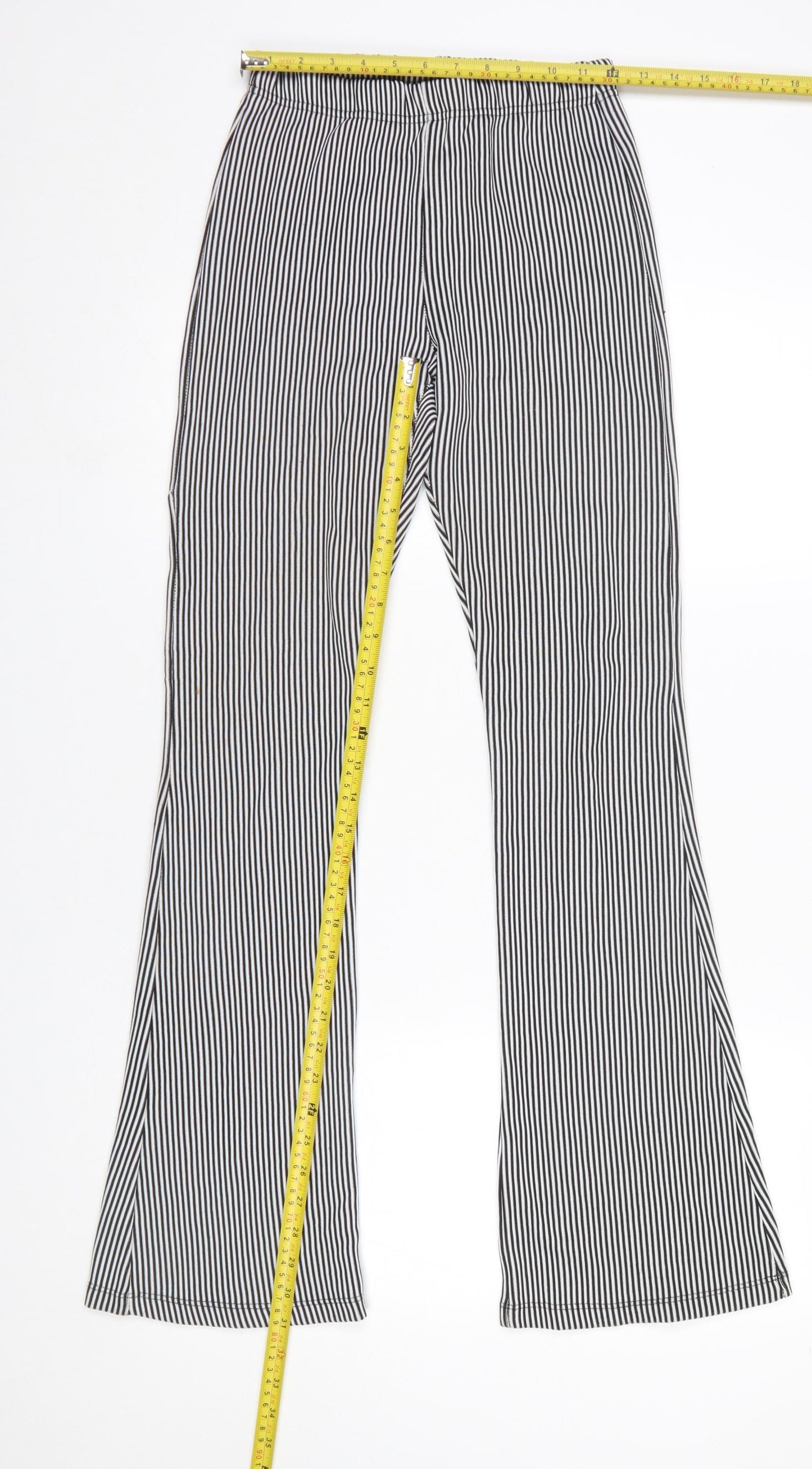 Topshop Women’s Black White Striped Leggings Size 8 Polyester