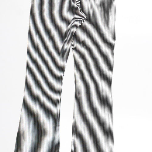 Topshop Women’s Black White Striped Leggings Size 8 Polyester