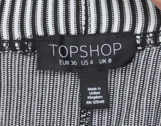 Topshop Women’s Black White Striped Leggings Size 8 Polyester