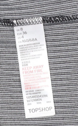 Topshop Women’s Black White Striped Leggings Size 8 Polyester