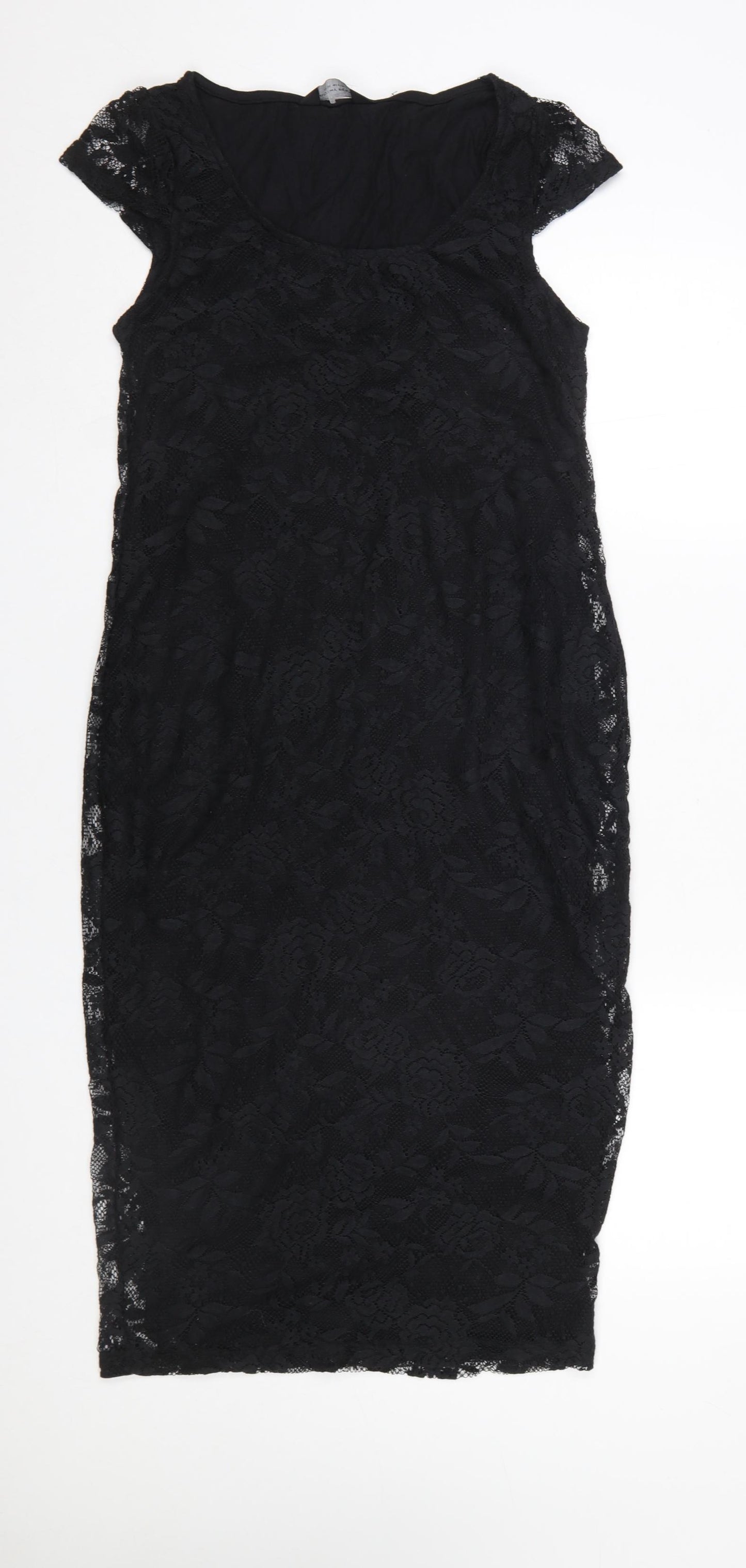 Dorothy Perkins Women’s Black Lace Sheath Dress Size 12 Party Knee Length