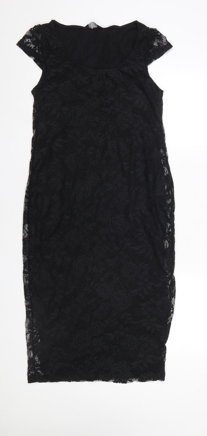 Dorothy Perkins Women’s Black Lace Sheath Dress Size 12 Party Knee Length