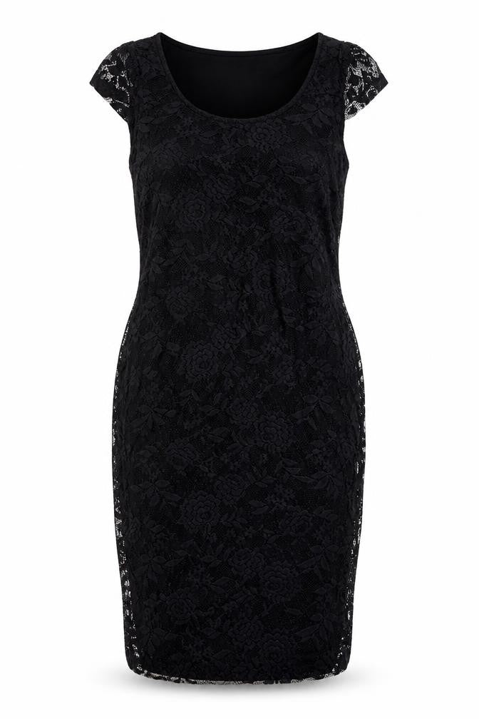 Dorothy Perkins Women’s Black Lace Sheath Dress Size 12 Party Knee Length