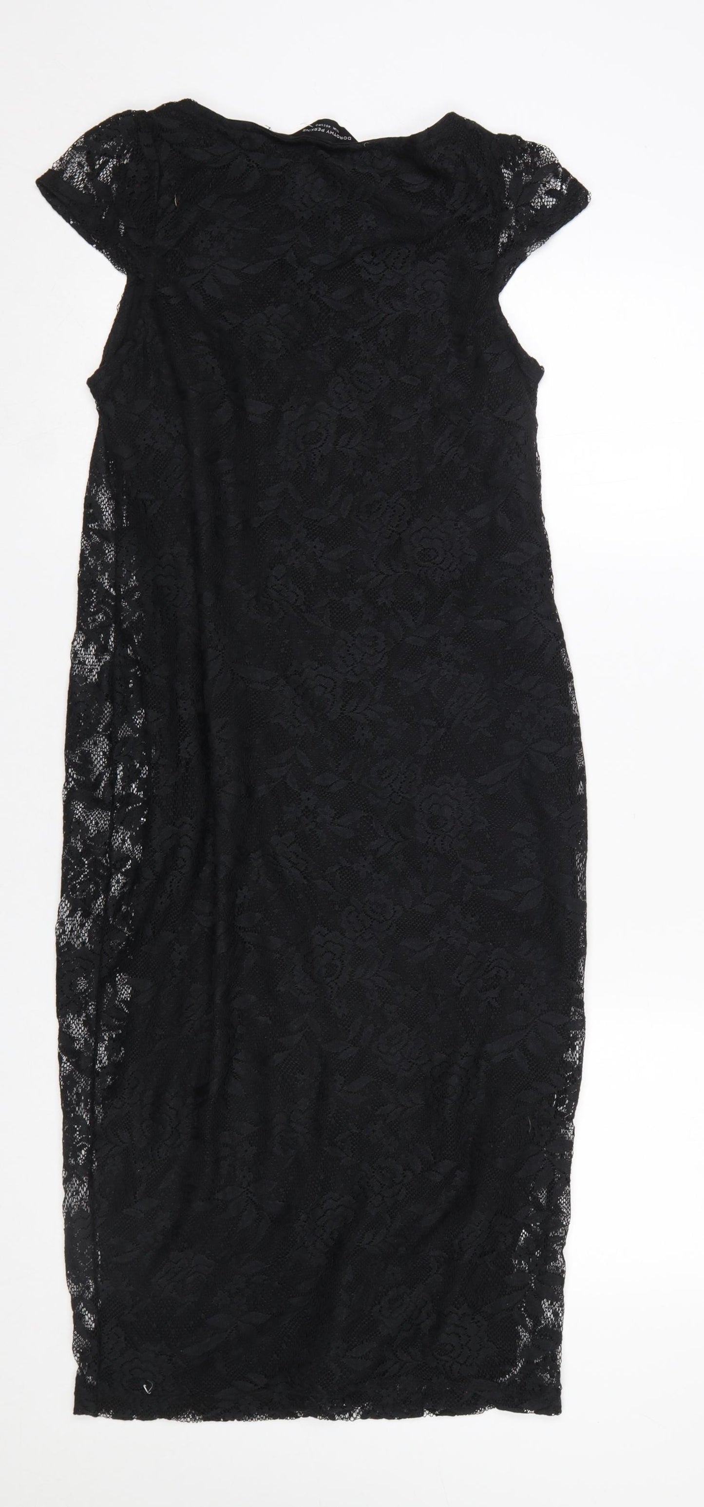 Dorothy Perkins Women’s Black Lace Sheath Dress Size 12 Party Knee Length