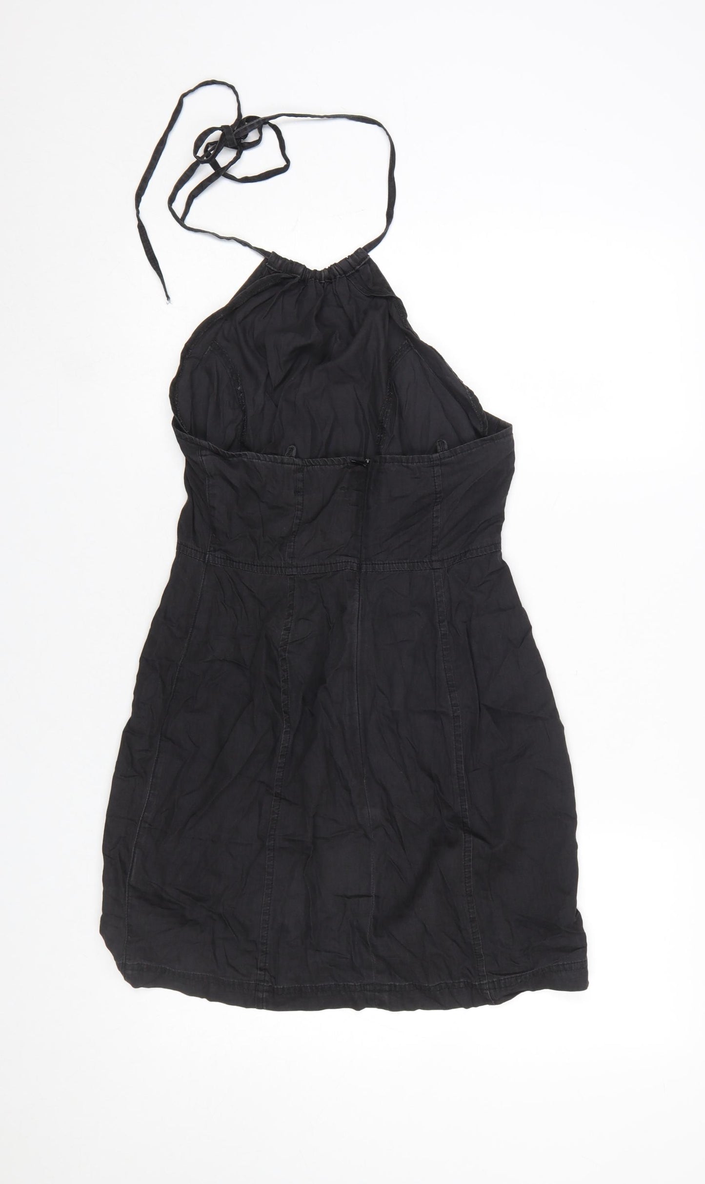 ASOS DESIGN Women’s Black Cotton Halter Short Dress UK10
