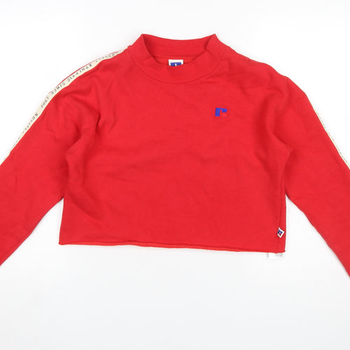 Russell Athletic Womens Red Cropped Pullover Sweatshirt Size S