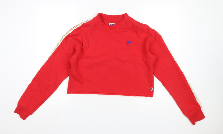 Russell Athletic Womens Red Cropped Pullover Sweatshirt Size S
