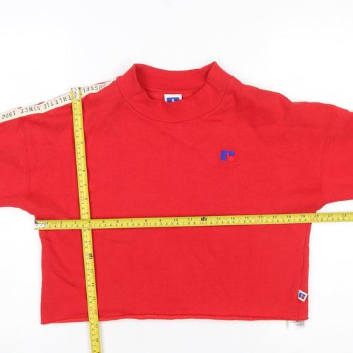 Russell Athletic Womens Red Cropped Pullover Sweatshirt Size S