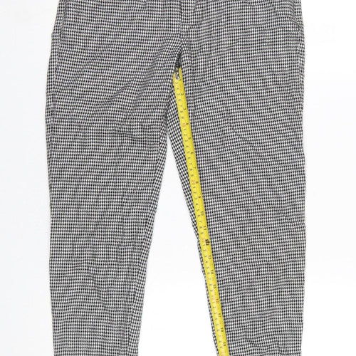Bershka Women's Black Houndstooth Slim Tapered Trousers XS