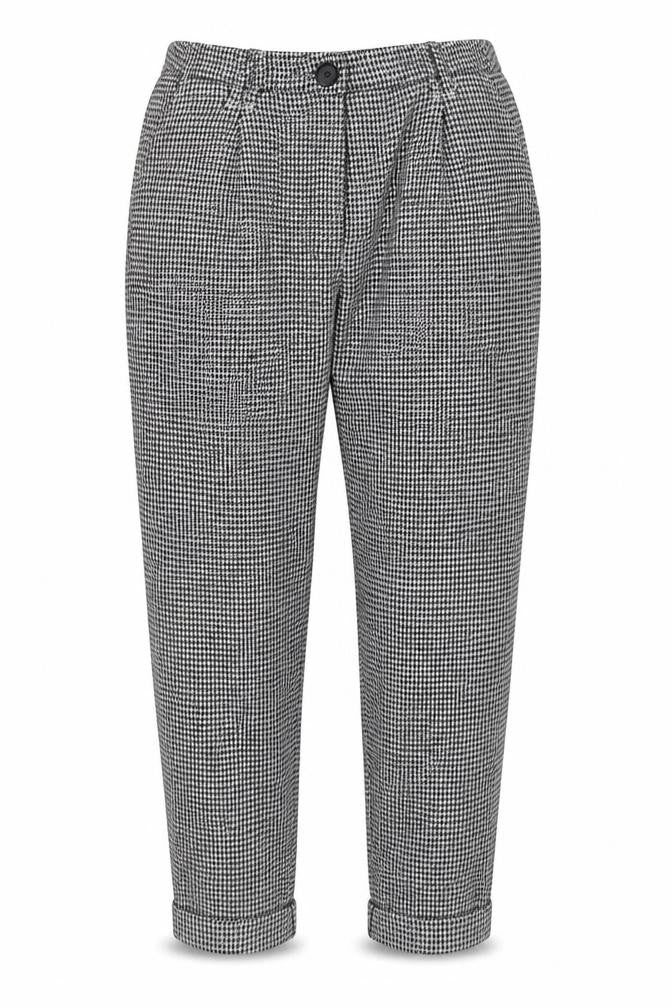 Bershka Women's Black Houndstooth Slim Tapered Trousers XS
