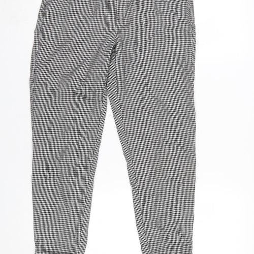 Bershka Women's Black Houndstooth Slim Tapered Trousers XS