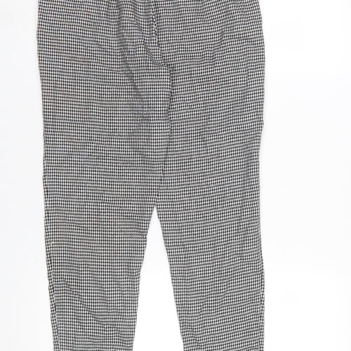 Bershka Women's Black Houndstooth Slim Tapered Trousers XS