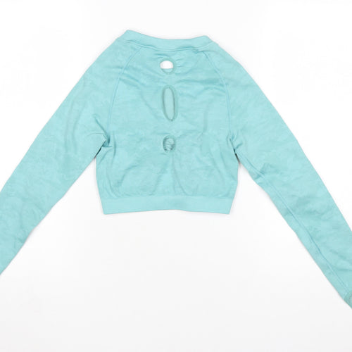 Gymshark Women Blue Long Sleeve Cropped Activewear Top Size S