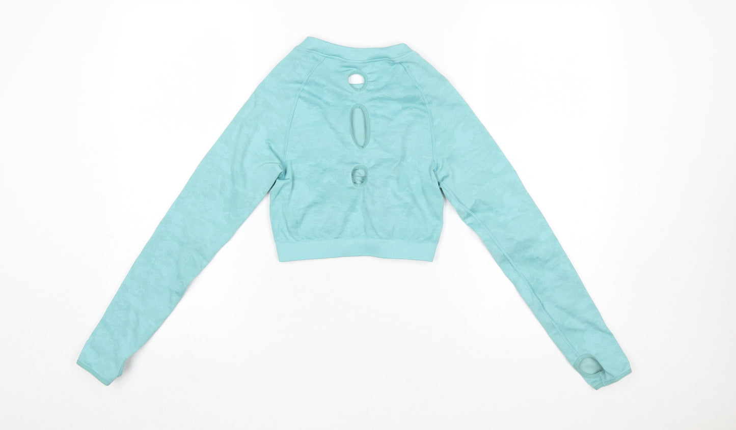 Gymshark Women Blue Long Sleeve Cropped Activewear Top Size S