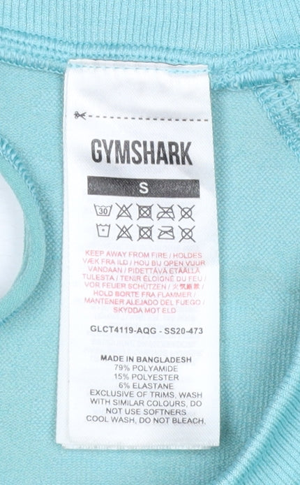 Gymshark Women Blue Long Sleeve Cropped Activewear Top Size S
