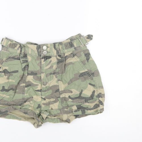 ONLY Blue Denim Womens Camouflage Cotton Paperbag Shorts Size 8