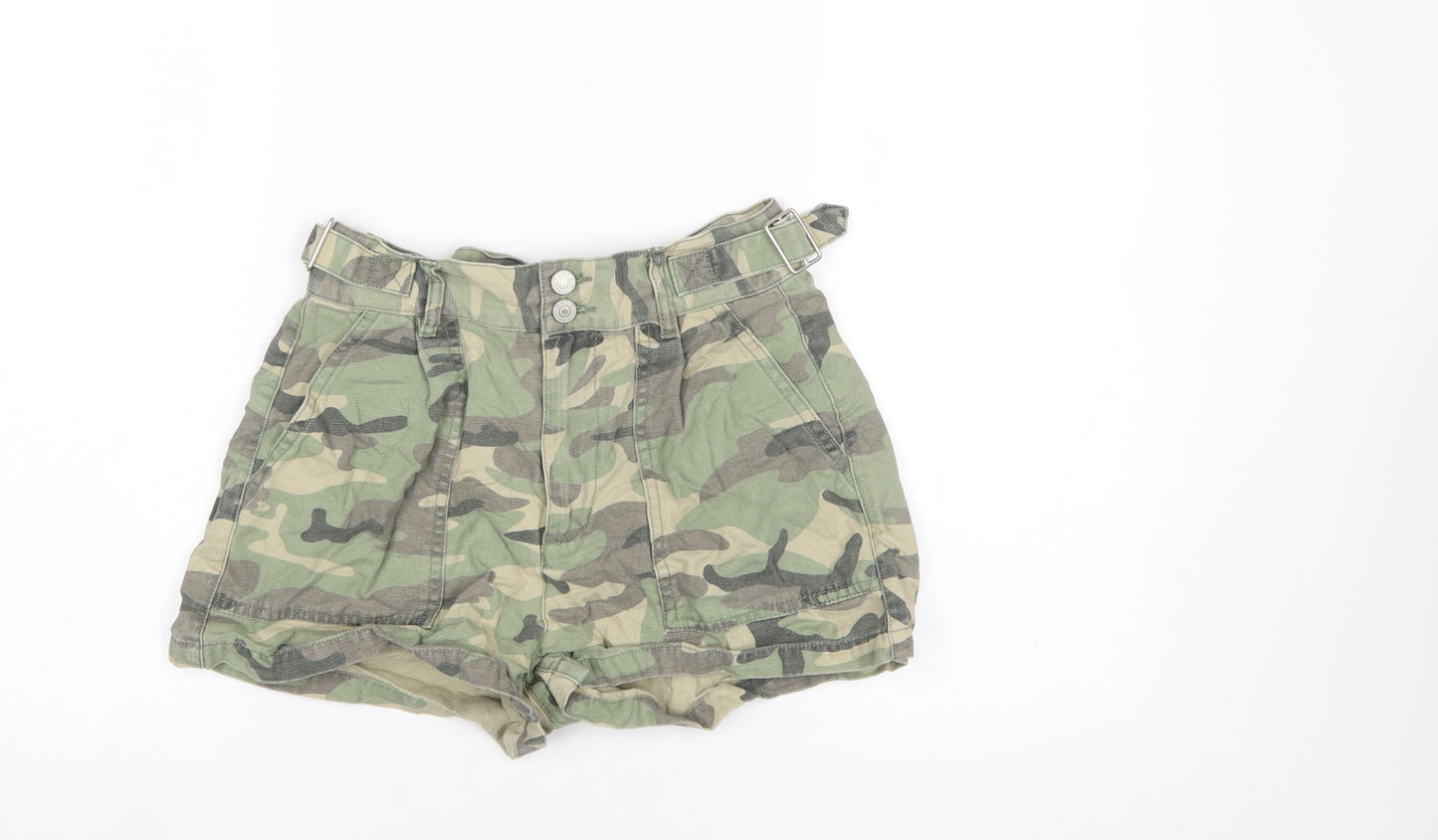 ONLY Blue Denim Womens Camouflage Cotton Paperbag Shorts Size 8