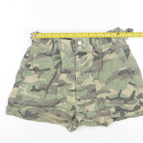 ONLY Blue Denim Womens Camouflage Cotton Paperbag Shorts Size 8