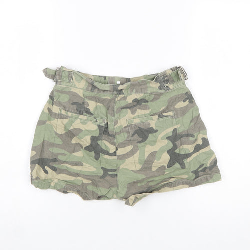 ONLY Blue Denim Womens Camouflage Cotton Paperbag Shorts Size 8
