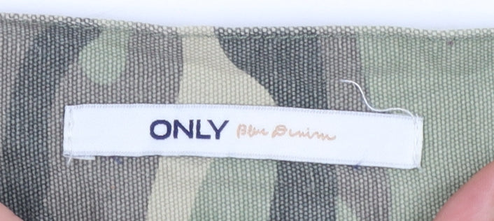 ONLY Blue Denim Womens Camouflage Cotton Paperbag Shorts Size 8