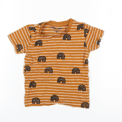 Next Unisex Baby 1½-2 Years Orange Striped Rainbow Cotton T-Shirt
