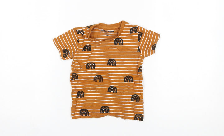 Next Unisex Baby 1½-2 Years Orange Striped Rainbow Cotton T-Shirt