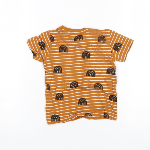 Next Unisex Baby 1½-2 Years Orange Striped Rainbow Cotton T-Shirt