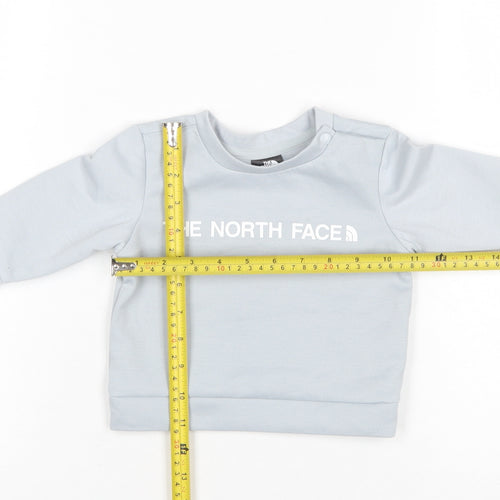 The North Face Unisex Baby Grey Logo Long Sleeve Pullover T-Shirt 3-6 Months