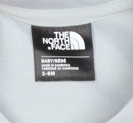 The North Face Unisex Baby Grey Logo Long Sleeve Pullover T-Shirt 3-6 Months